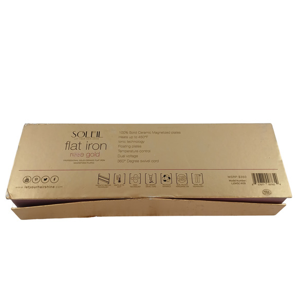Soleil Solid Ceramic Flat Iron Magnetized Plates Hair Straighter - Rose Gold - Picture 5 of 15